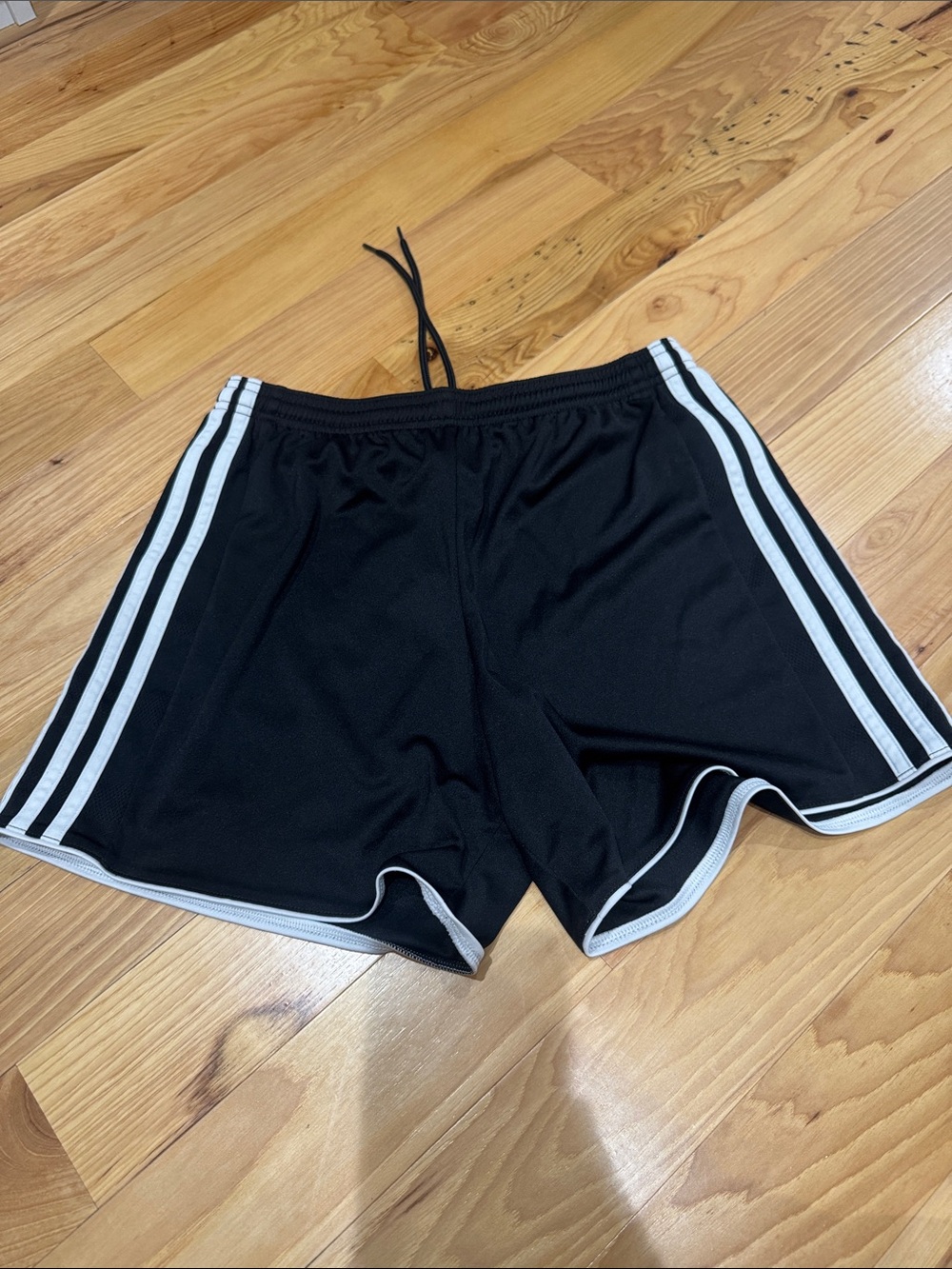 adidas Black Athletic Shorts with White Stripes